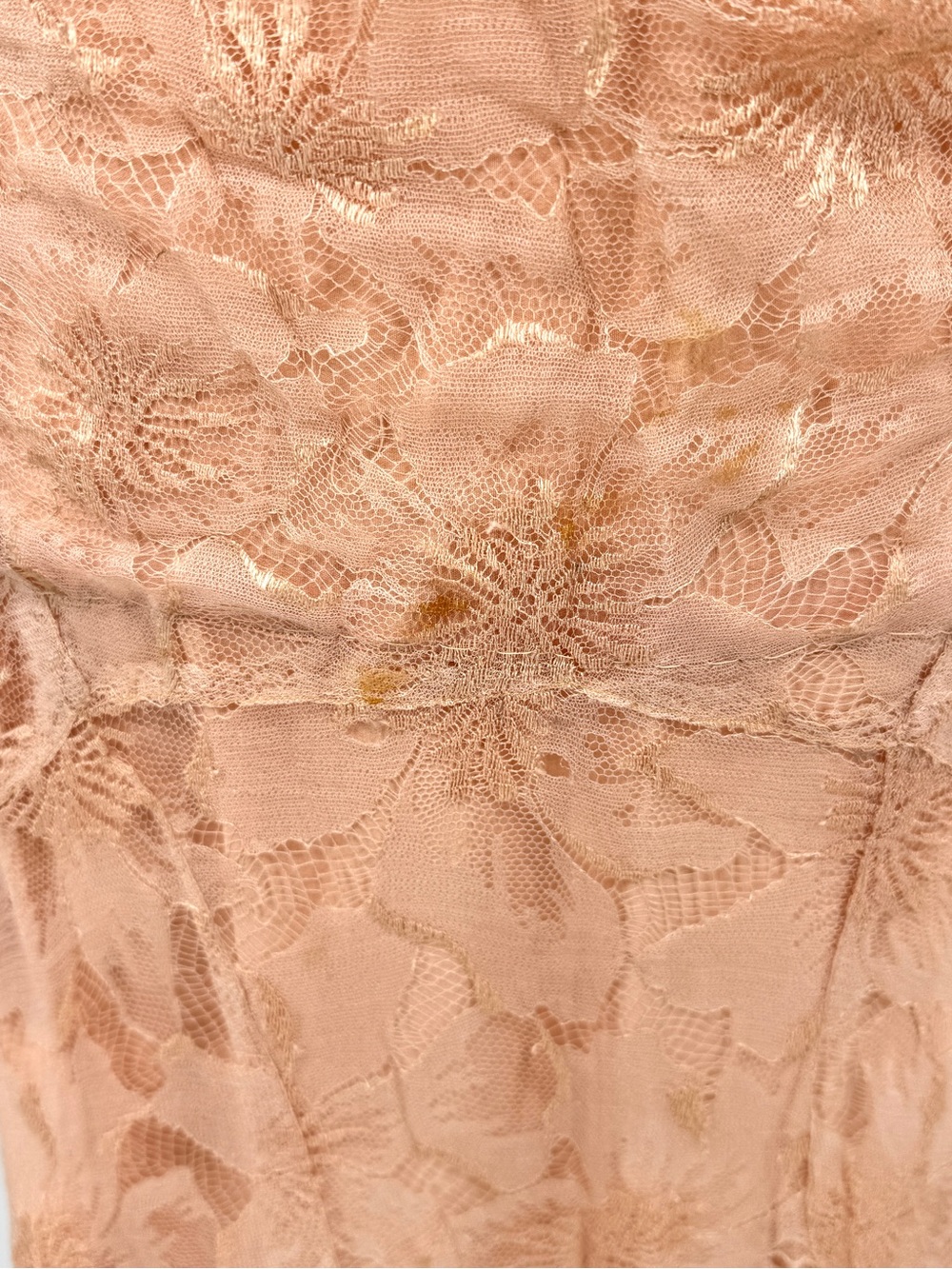 Antique 1930 Lace Silk Formal Dress with Train - Picture 10 of 12